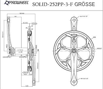 Amazon | PROWHEEL 130mm BCD 52T バイククランクセット、165mm